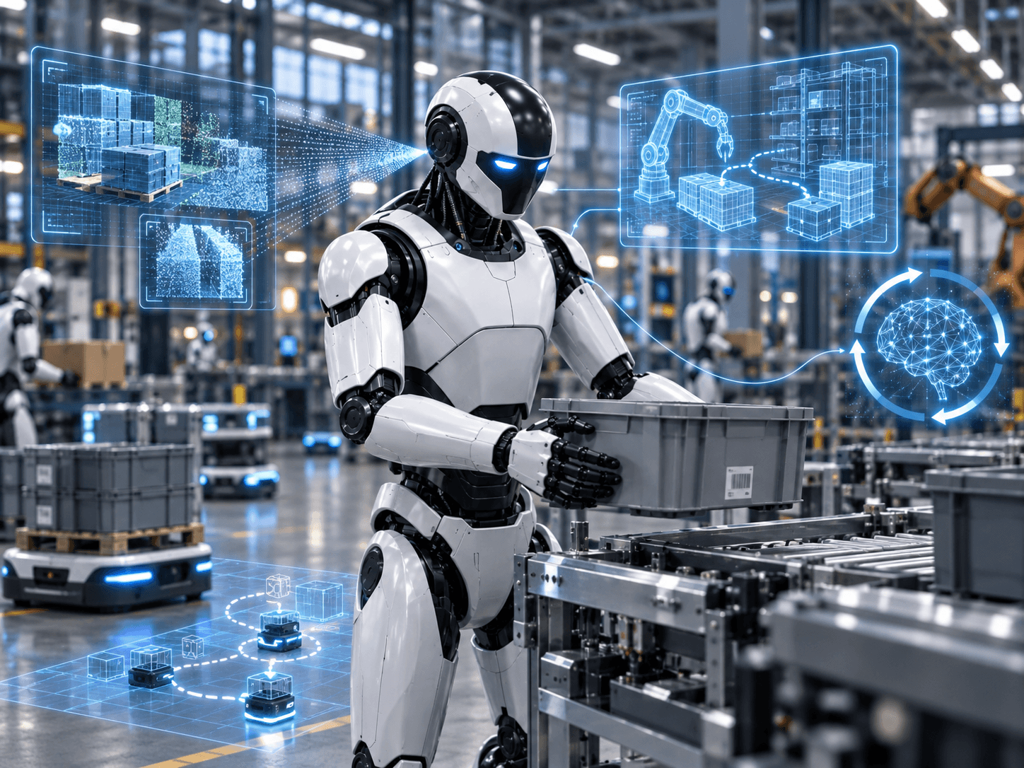 Humanoider Roboter verbindet Wahrnehmen, Planen und Lernen in einer industriellen Umgebung